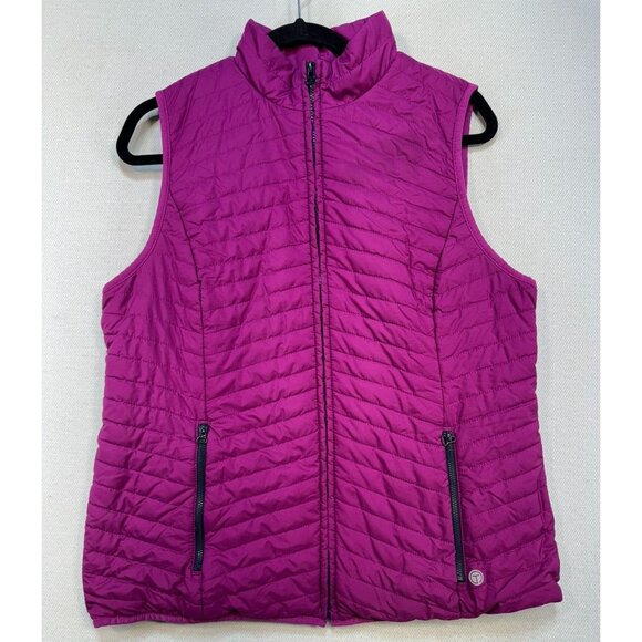 T By Talbots Womens Quilted Puffer Vest LP Petite Purple Cozy - Picture 1 of 11
